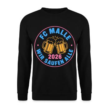 Malle 2026 FC Malle wir saufen alle - Unisex Pullover - Schwarz - Vorne - Alina (178cm) & Michal (187cm)