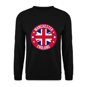 Manchester Flag Roundel Emblem - Unisex Sweatshirt - black - Front - Alina (178cm) & Michal (187cm)
