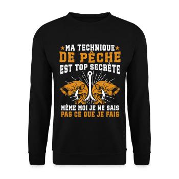 ma technique de pêche est top secret - Sweat-shirt Unisexe - noir - Devant - Alina (178cm) & Michal (187cm)