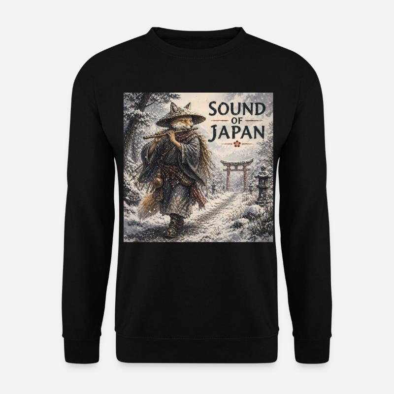 Japanese Kitsune Flute Design - Unisex Sweatshirt - black