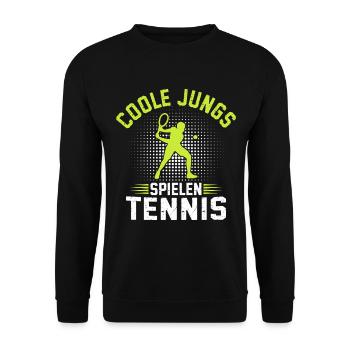 Coole Jungs Spielen Tennis  - Unisex Pullover - Schwarz - Vorne - Alina (178cm) & Michal (187cm)