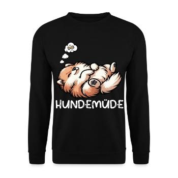 Hundemüde Zwergspitz Zwergspitze Spitzhund Spitz - Unisex Pullover - Schwarz - Vorne - Alina (178cm) & Michal (187cm)