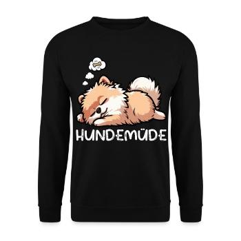 Hundemüde Zwergspitz Zwergspitze Spitzhund Spitz - Unisex Pullover - Schwarz - Vorne - Alina (178cm) & Michal (187cm)