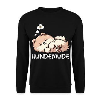 Hundemüde Zwergspitz Zwergspitze Spitzhund Spitz - Unisex Pullover - Schwarz - Vorne - Alina (178cm) & Michal (187cm)