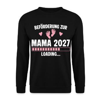 Beförderung zur Mama 2027 - Loading Schwanger - Unisex Pullover - Schwarz - Vorne - Alina (178cm) & Michal (187cm)