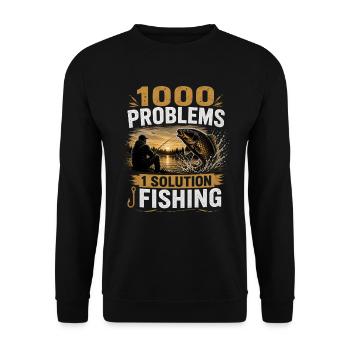 1000 problèmes 1 Solution Conception de la pêche à la carpe - Sweat-shirt Unisexe - noir - Devant - Alina (178cm) & Michal (187cm)