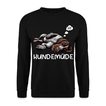 Hundemüde Deutsch Drahthaar drahthaar hunde - Unisex Pullover - Schwarz - Vorne - Alina (178cm) & Michal (187cm)