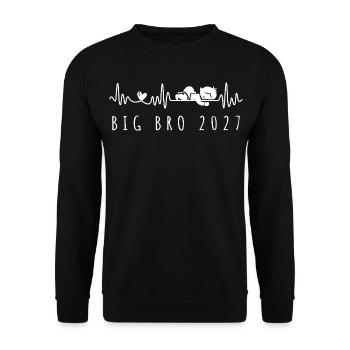 Annonce de grossesse du battement de cœur du bébé Big Bro 2027 - Sweat-shirt Unisexe - noir - Devant - Alina (178cm) & Michal (187cm)