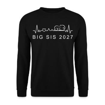 Big Sis 2027 Baby Heartbeat Pregnancy Announcement - Unisex Sweatshirt - black - Front - Alina (178cm) & Michal (187cm)