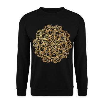 Mandala made of hearts - gold - Unisex Sweatshirt - black - Front - Alina (178cm) & Michal (187cm)