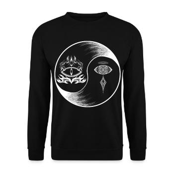 Finde die Ruhe in dir (Umgekehrt) - Unisex Pullover - Schwarz - Vorne - Alina (178cm) & Michal (187cm)