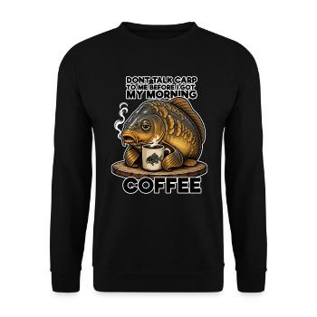 Funny Carp Coffee Fishing Design - Unisex Sweatshirt - black - Front - Alina (178cm) & Michal (187cm)