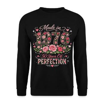 Cadeau 50 Ans Femme - Anniversaire 1976 Floral - Sweat-shirt Unisexe - noir - Devant - Alina (178cm) & Michal (187cm)