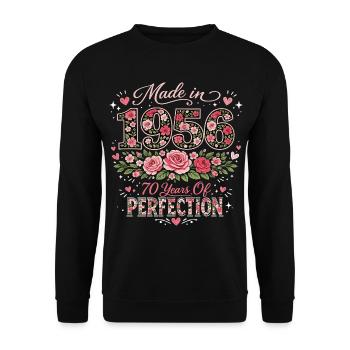 70 Years Woman Gift - 1956 Floral Birthday - Unisex Sweatshirt - black - Front - Alina (178cm) & Michal (187cm)