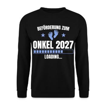 Beförderung zum Onkel 2027 – Loading - Unisex Pullover - Schwarz - Vorne - Alina (178cm) & Michal (187cm)