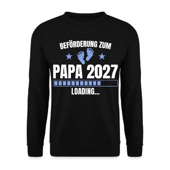 Beförderung zum Papa 2027 Loading - Vaterschaft - Unisex Pullover - Schwarz - Vorne - Alina (178cm) & Michal (187cm)