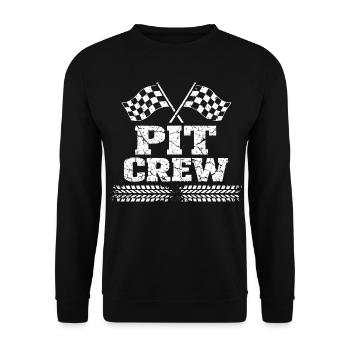 Vintage Pit Crew Car Rennteam - Unisex Pullover - Schwarz - Vorne - Alina (178cm) & Michal (187cm)