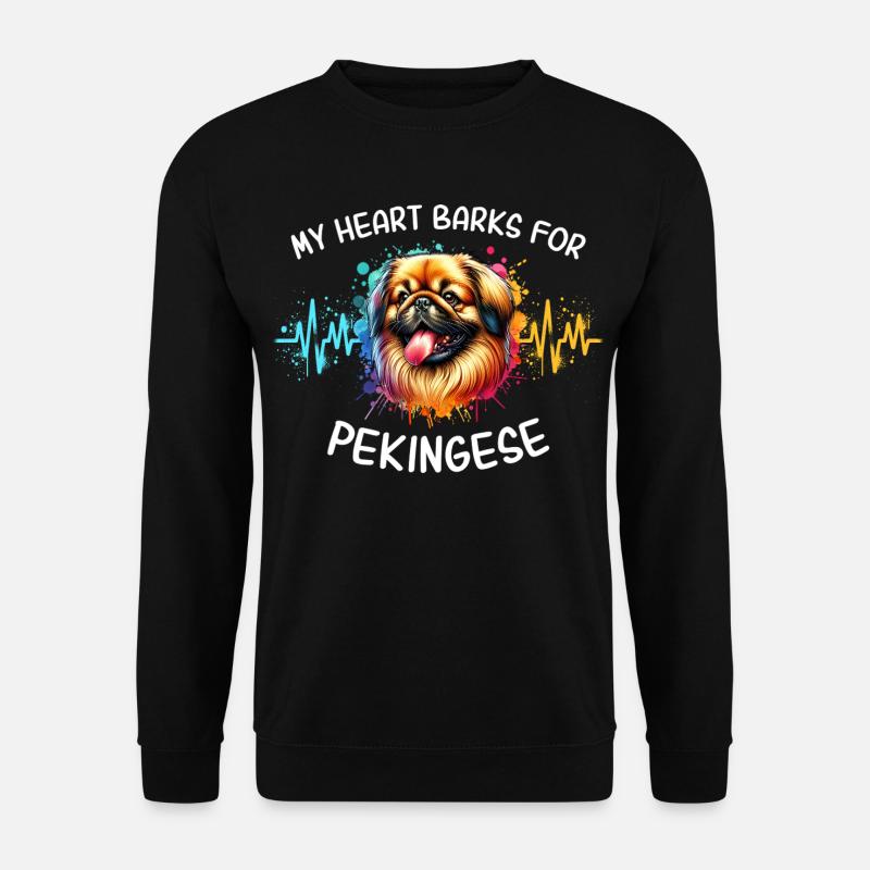 Pekinese Herzlinie - Unisex Pullover - Schwarz