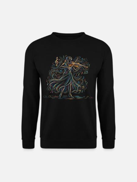 Female Violinist Playing Violin Drawing Art - Unisex Sweatshirt - black