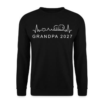 Großvater 2027 Baby Heartbeat Schwangerschaftsankündigung - Unisex Pullover - Schwarz - Vorne - Alina (178cm) & Michal (187cm)