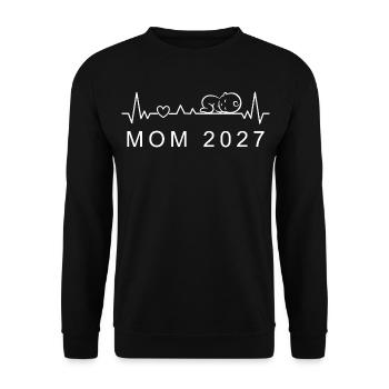 Mom 2027 Baby Heartbeat Pregnancy Announcement - Unisex Sweatshirt - black - Front - Alina (178cm) & Michal (187cm)