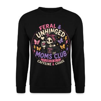 Moms Club Feral & Unhinged - Humor Mom Chaos - Unisex Sweatshirt - black - Front - Alina (178cm) & Michal (187cm)