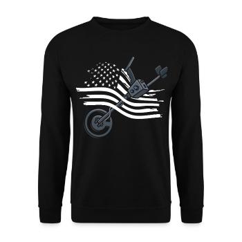 Le drapeau américain du détecteur de métaux sonde l’Amérique - Sweat-shirt Unisexe - noir - Devant - Alina (178cm) & Michal (187cm)