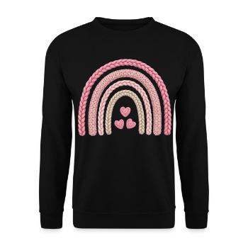 Regenbogen Rosa Strickmuster - Unisex Pullover - Schwarz - Vorne - Alina (178cm) & Michal (187cm)