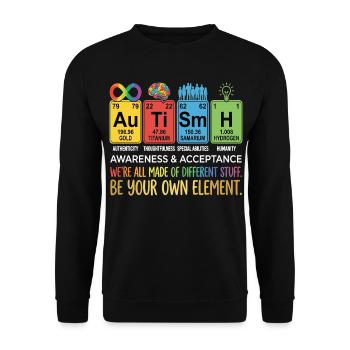 Autism Awareness Chemie Neurodiversität - Unisex Pullover - Schwarz - Vorne - Alina (178cm) & Michal (187cm)