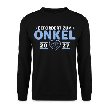 Babyparty Befördert zum Onkel 2027 - Unisex Pullover - Schwarz - Vorne - Alina (178cm) & Michal (187cm)