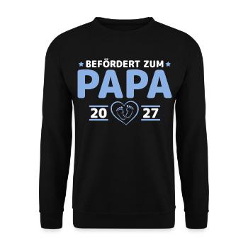 Babyparty Befördert zum Papa 2027 - Unisex Pullover - Schwarz - Vorne - Alina (178cm) & Michal (187cm)