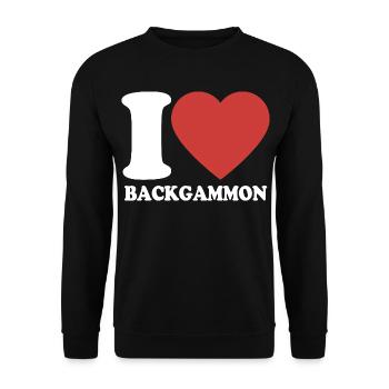 J’adore le backgammon | Jeu de société | Don - Sweat-shirt Unisexe - noir - Devant - Alina (178cm) & Michal (187cm)