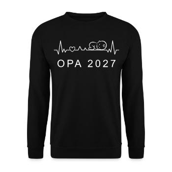 Opa 2027 Herzschlag Schwangerschaft Verkünden - Unisex Pullover - Schwarz - Vorne - Alina (178cm) & Michal (187cm)
