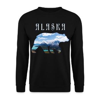 Ours d’Alaska avec lac et montagne Alaska - Sweat-shirt Unisexe - noir - Devant - Alina (178cm) & Michal (187cm)