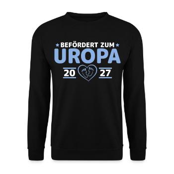 Befördert zum Uropa 2027 – Babyparty Geschenk - Unisex Pullover - Schwarz - Vorne - Alina (178cm) & Michal (187cm)
