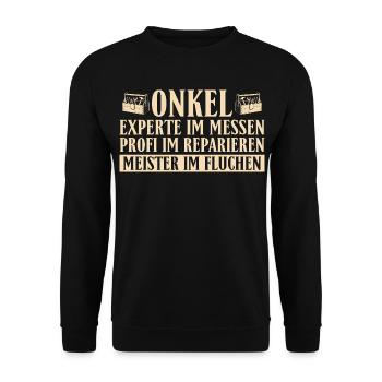 Handwerker Onkel - Meister im Fluchen Heimwerker - Unisex Pullover - Schwarz - Vorne - Alina (178cm) & Michal (187cm)