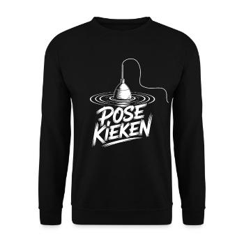Angler Pose Design - Unisex Pullover - Schwarz - Vorne - Alina (178cm) & Michal (187cm)