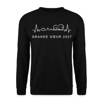 Future Grande Sœur 2027 Battement Cœur Grossesse - Unisex Sweatshirt - black - Front - Alina (178cm) & Michal (187cm)