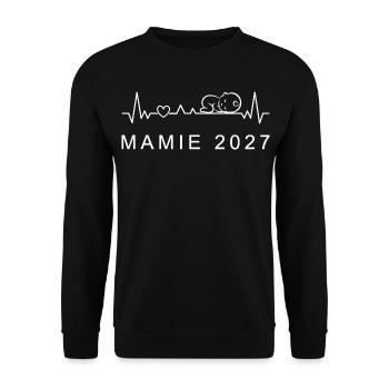 Future Mamie 2027 Battement de Cœur Grossesse - Unisex Pullover - Schwarz - Vorne - Alina (178cm) & Michal (187cm)