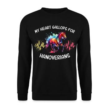 Hanoverian Heart Line Horse - Unisex Sweatshirt - black - Front - Alina (178cm) & Michal (187cm)