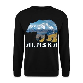 Alaskan Bear Lake and Mountain Alaska Souvenir - Unisex Sweatshirt - black - Front - Alina (178cm) & Michal (187cm)