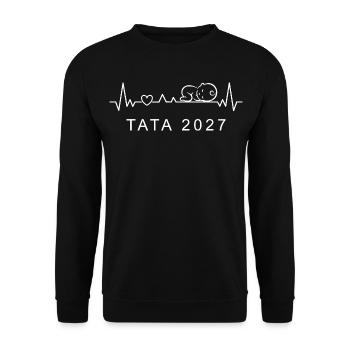 Future Tata 2027 Battement Cœur Annonce Grossesse - Unisex Pullover - Schwarz - Vorne - Alina (178cm) & Michal (187cm)