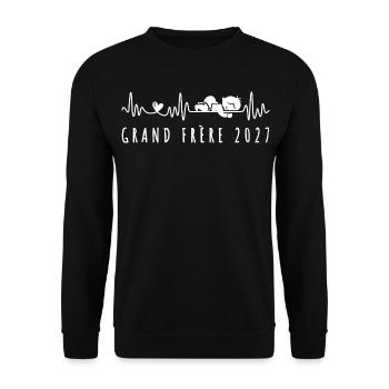 Futur Grand Frère 2027 - Bientôt Grand-Ffrère - Unisex Pullover - Schwarz - Vorne - Alina (178cm) & Michal (187cm)