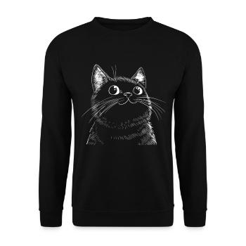 Funny Cat Sketch - Unisex Sweatshirt - black - Front - Alina (178cm) & Michal (187cm)