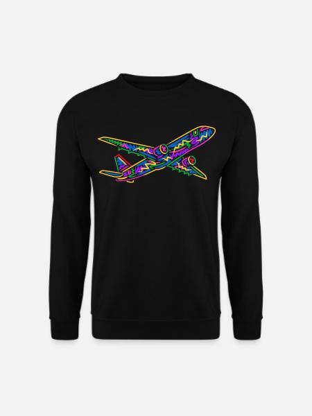 Colorful Airplane Flyer Kids Men Boys Pilot - Unisex Sweatshirt - black