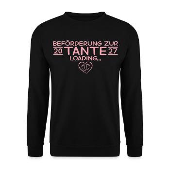 Befördert zur Tante 2027 – Babyparty Geschenk - Unisex Pullover - Schwarz - Vorne - Alina (178cm) & Michal (187cm)