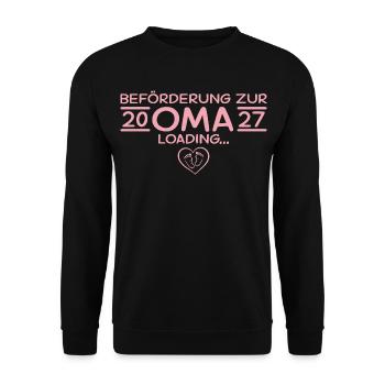 Befördert zur Oma 2027 – Babyparty Geschenk - Unisex Pullover - Schwarz - Vorne - Alina (178cm) & Michal (187cm)
