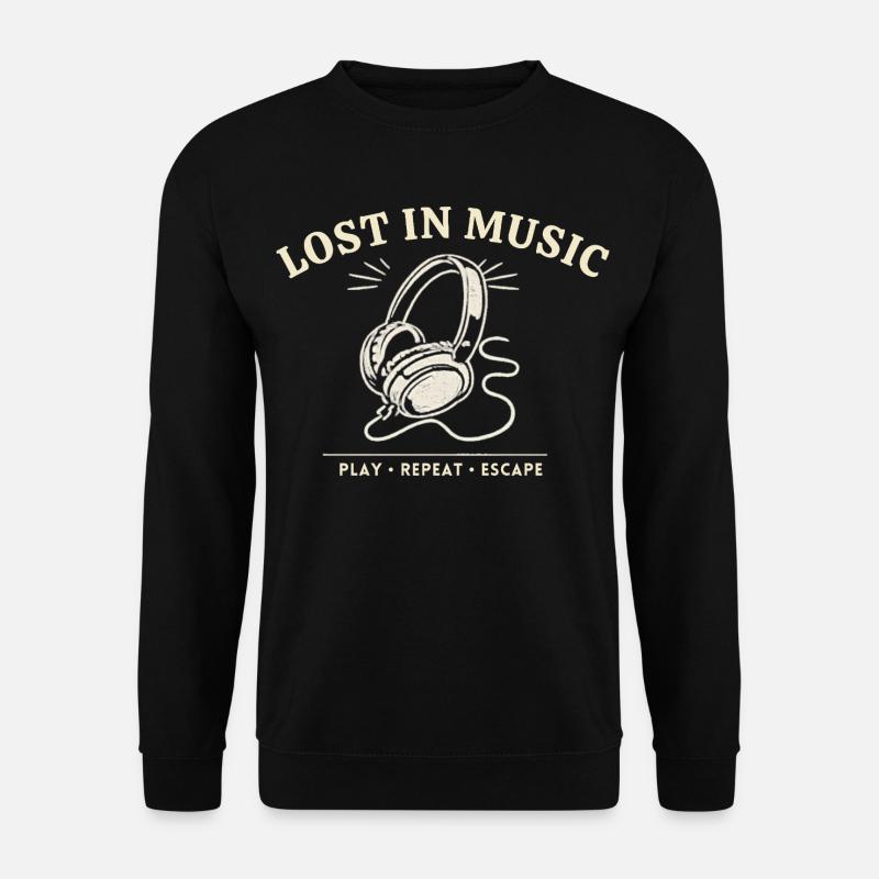Lost In Music – Vintage-Kopfhörer-Design - Unisex Pullover - Schwarz