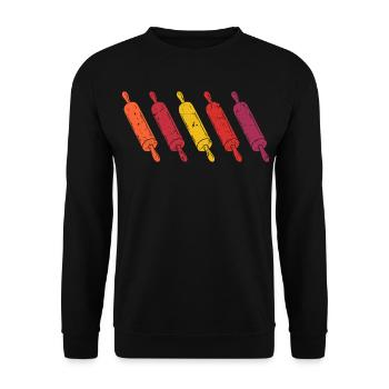 Rolling Pin Retro Vintage Baking Baker Baker - Unisex Sweatshirt - black - Front - Alina (178cm) & Michal (187cm)