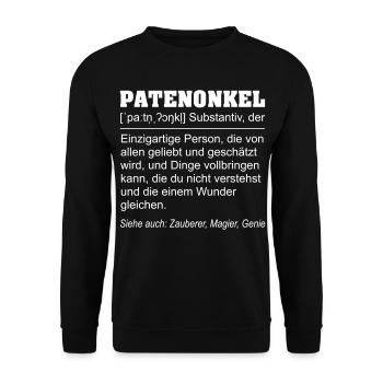 Lustige Patenonkel Definition Geschenkidee - Unisex Pullover - Schwarz - Vorne - Alina (178cm) & Michal (187cm)